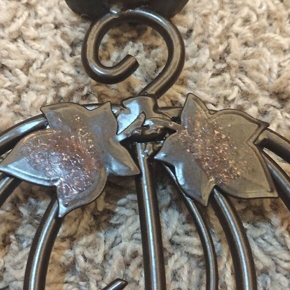 Set of Two Wrought Iron Fall Pumpkin Candle Holders Metal Home Decor - Picture 12 of 16